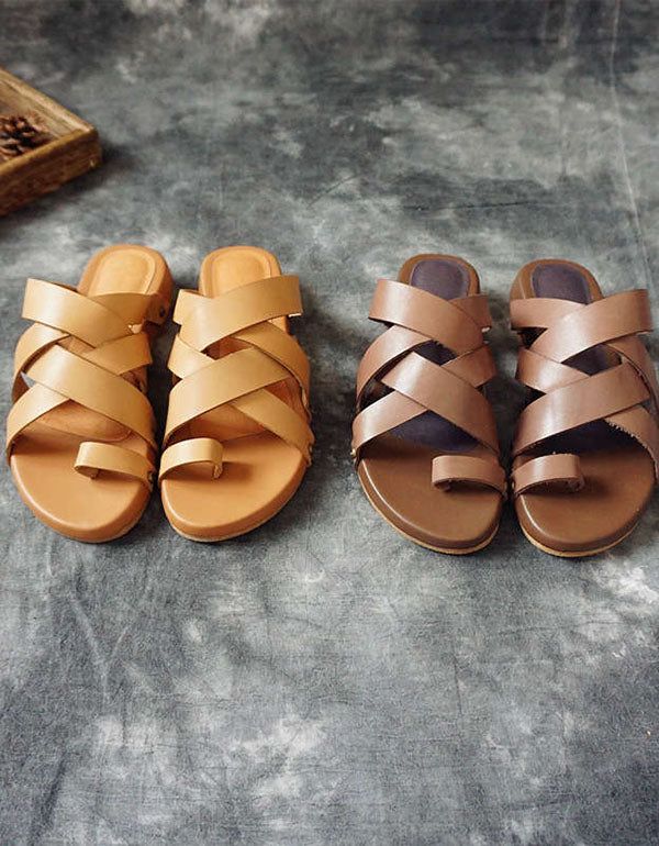 Hausgemachte Flip-flops Aus Leder Für Den Sommer