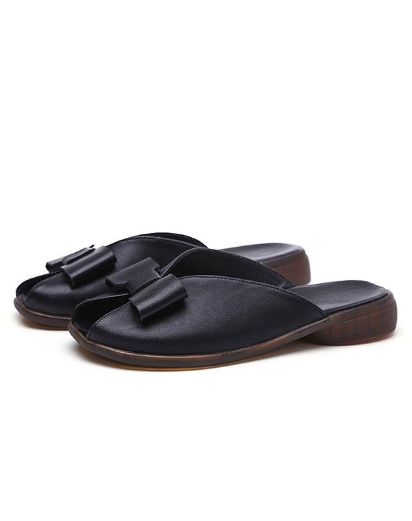 Sommer-leder-strandpantoffeln Mit Bowknot