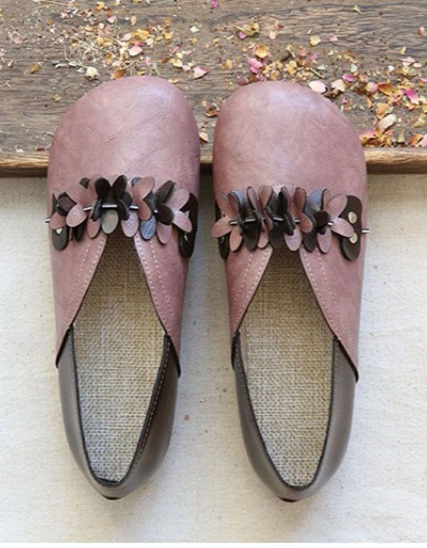 Bequeme Ballerinas Aus Leder Im Retro-stil