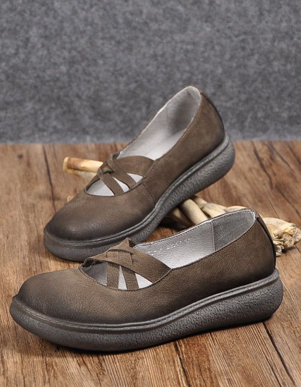 Bequeme Flache Loafer Mit Kreuzriemen