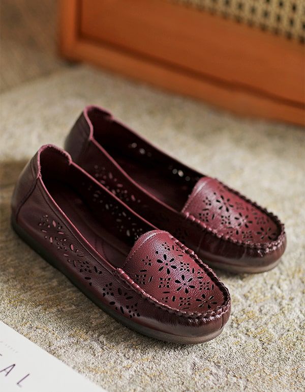 Bequeme Loafer Zum Hineinschlüpfen Aus Leder Im Retro-stil