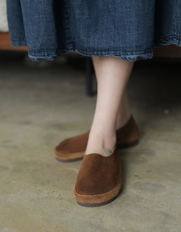 Bequeme Retro-slipper Aus Leder Für Damen