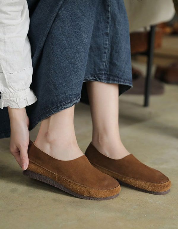 Bequeme Retro-slipper Aus Leder Für Damen