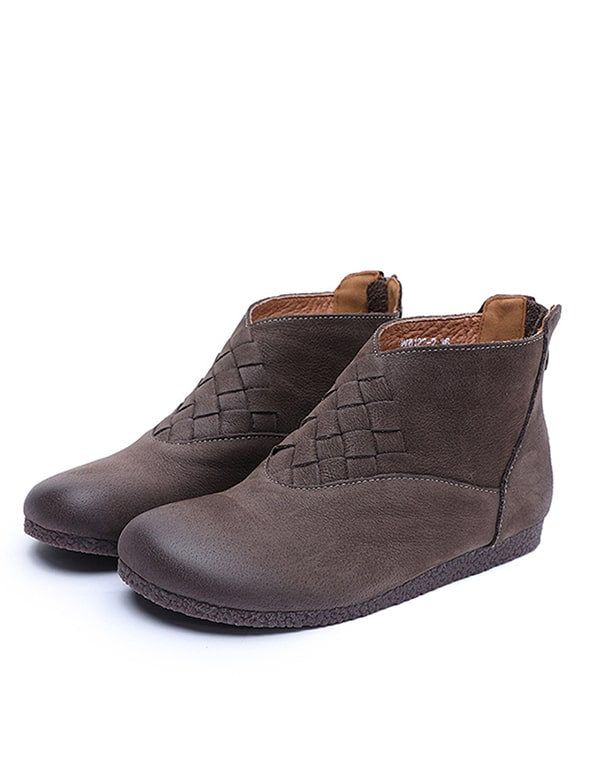 Bequeme Retro-stiefeletten Aus Handgefertigtem Leder Für Damen