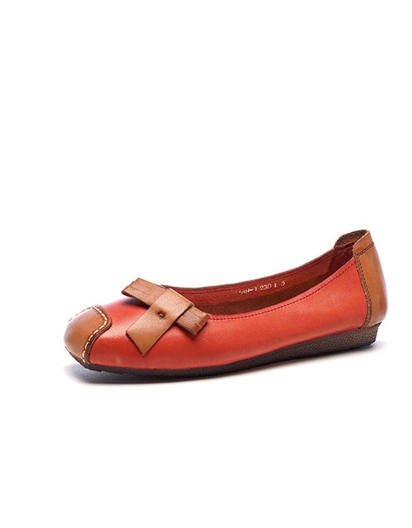 Bequeme Slip-on-flats Mit Retro-ledernähten