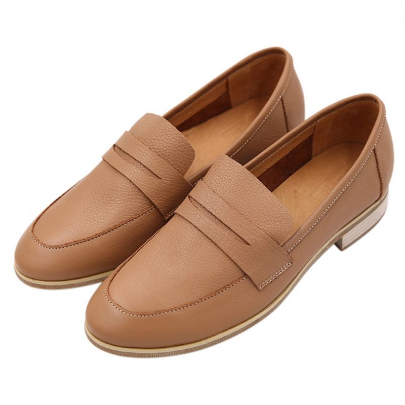 Dickes Leder Retro Casual Flat Damenschuhe | Geschenk Schuhe