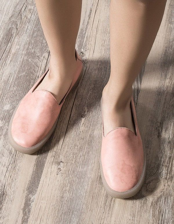 Einfache Slip-on-lederturnschuhe Für Damen