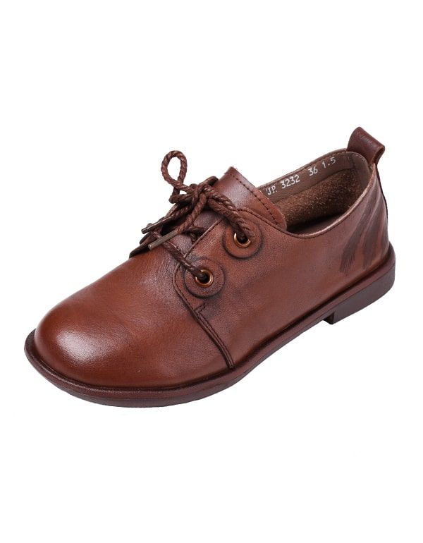 Flache Retro-schuhe Für Damen Mit Weitem Kopf