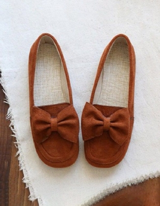 Flache Retro-schuhe Mit Rundem Kopf Und Bowknot