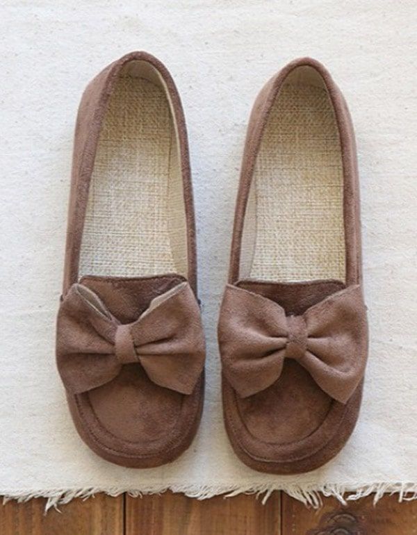 Flache Retro-schuhe Mit Rundem Kopf Und Bowknot