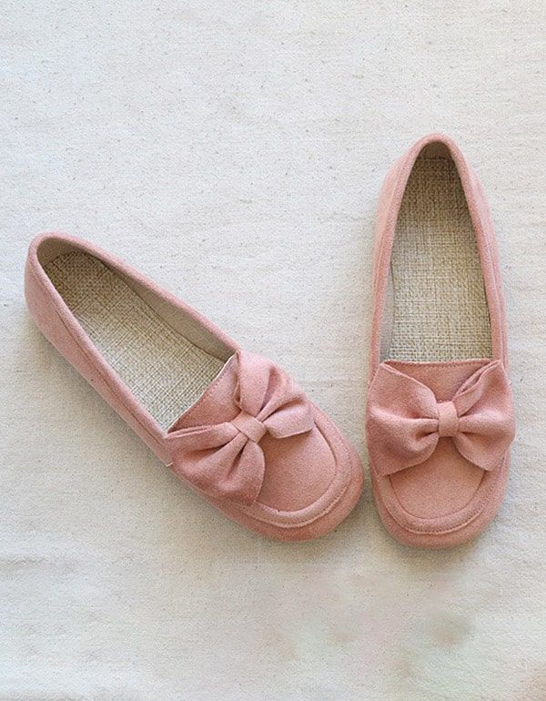 Flache Retro-schuhe Mit Rundem Kopf Und Bowknot