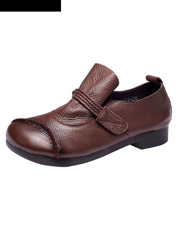 Flache Schuhe Aus Weichem Handgefertigtem Leder Im Retro-stil