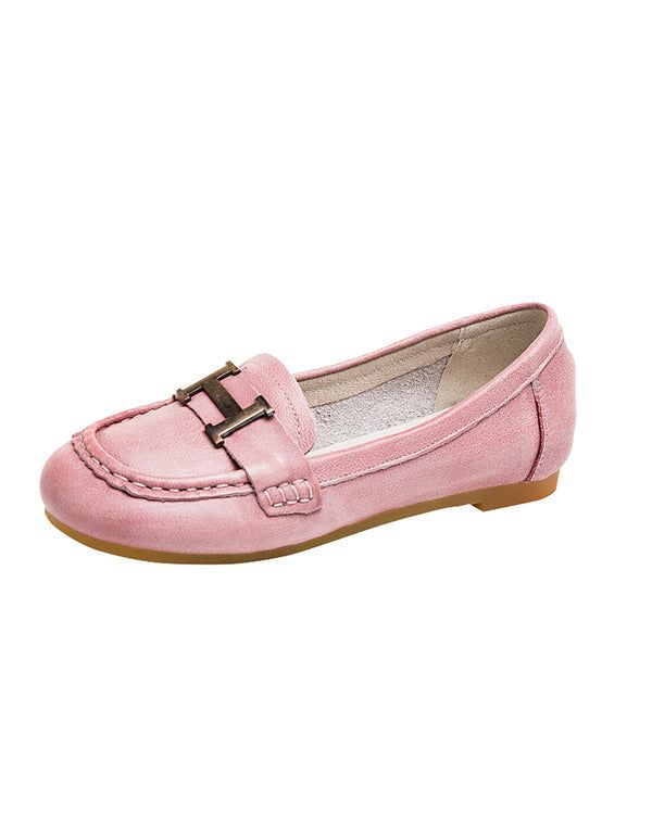 H-flats Aus Weichem Leder Mit Runder Zehenpartie Rosa