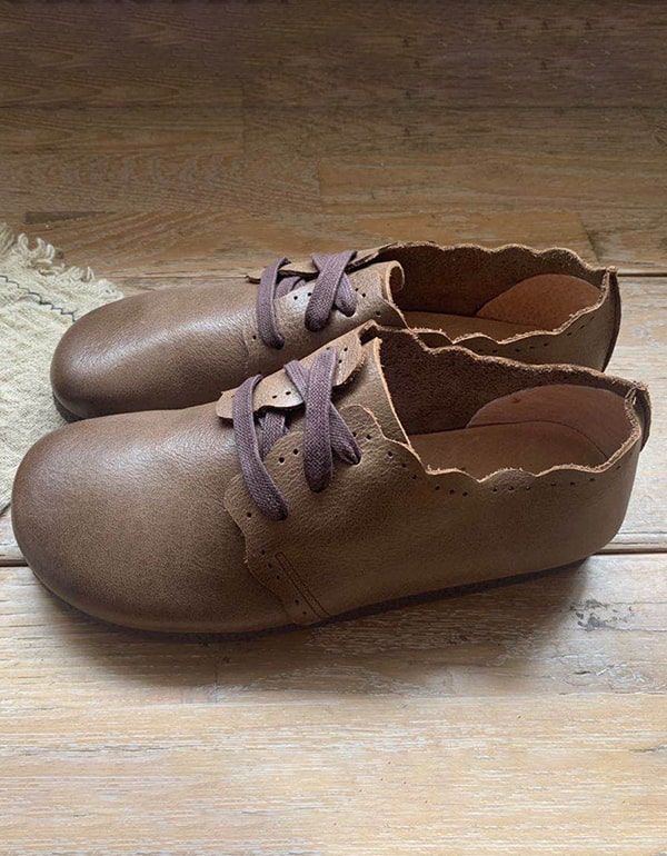 Handgefertigte Flache Retro-schuhe Aus Weichem Leder