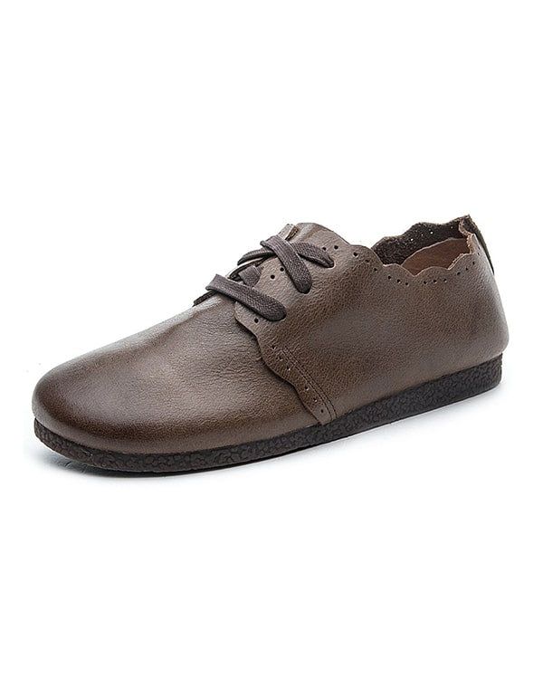 Handgefertigte Flache Retro-schuhe Aus Weichem Leder