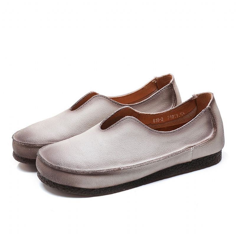 Handgefertigte Flache Retro-slipper Aus Weichem Leder