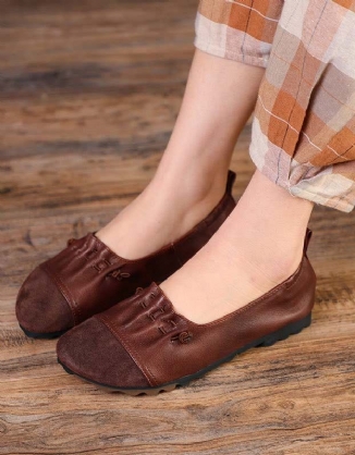 Handgefertigte Retro-flache Mules Aus Weichem Leder