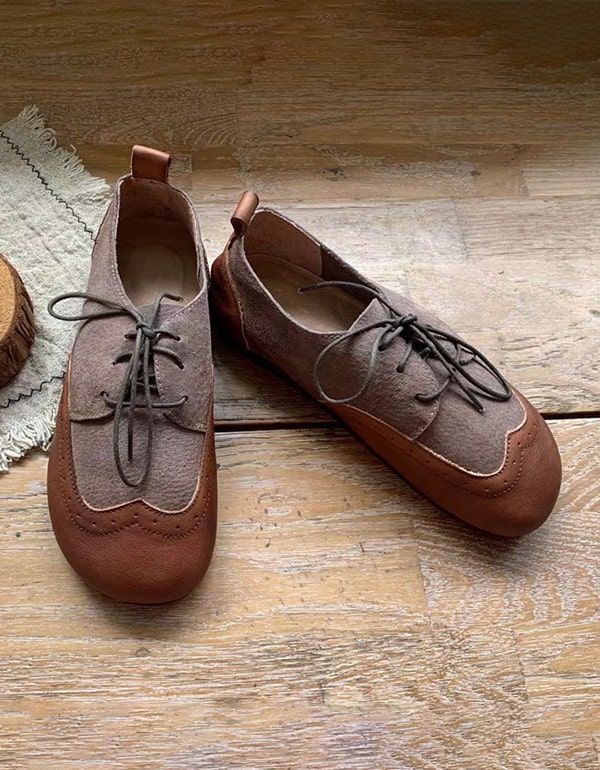 Handgefertigte Retro-flache Schuhe Im Oxford-stil Für Damen