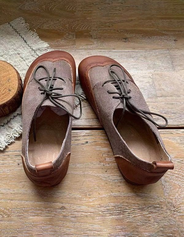 Handgefertigte Retro-flache Schuhe Im Oxford-stil Für Damen