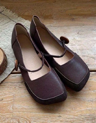 Handgefertigte Retro-flats Mit Quadratischem Kopf Für Damen