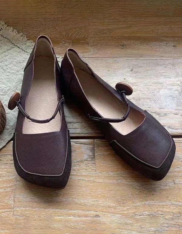 Handgefertigte Retro-flats Mit Quadratischem Kopf Für Damen