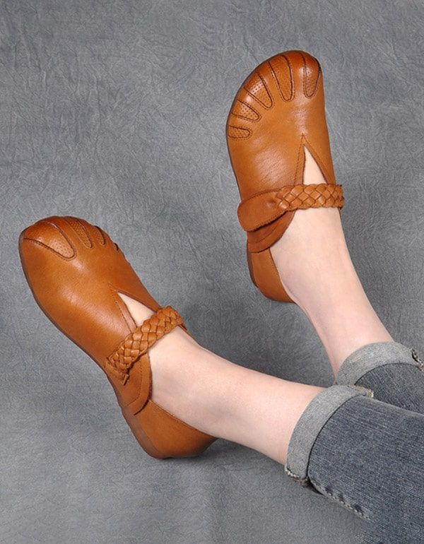 Handgemachte Weiche Retro-flache Damenschuhe