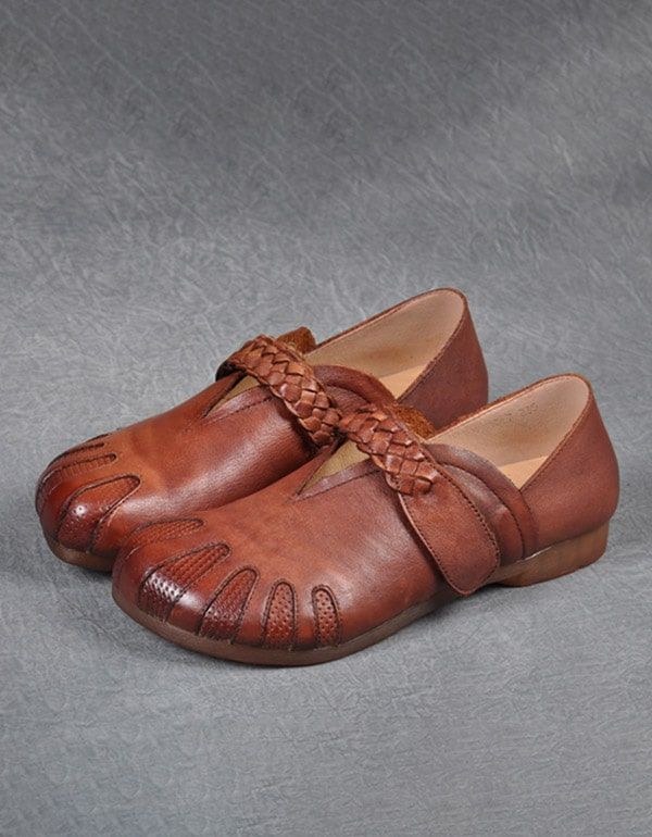 Handgemachte Weiche Retro-flache Damenschuhe