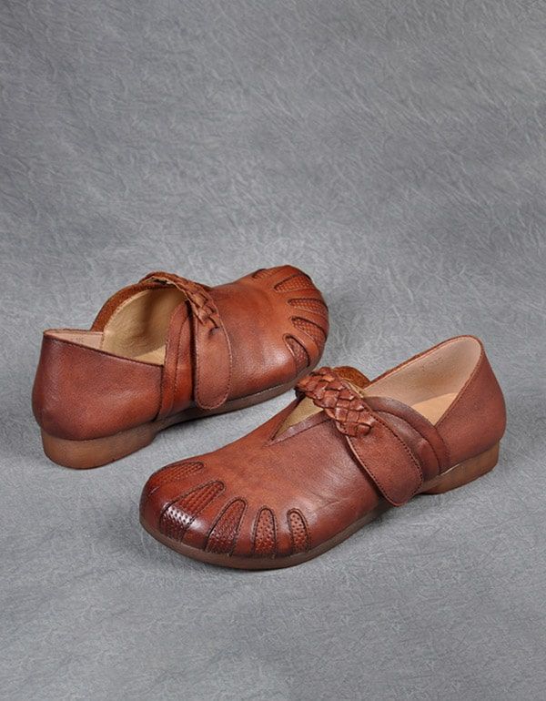 Handgemachte Weiche Retro-flache Damenschuhe