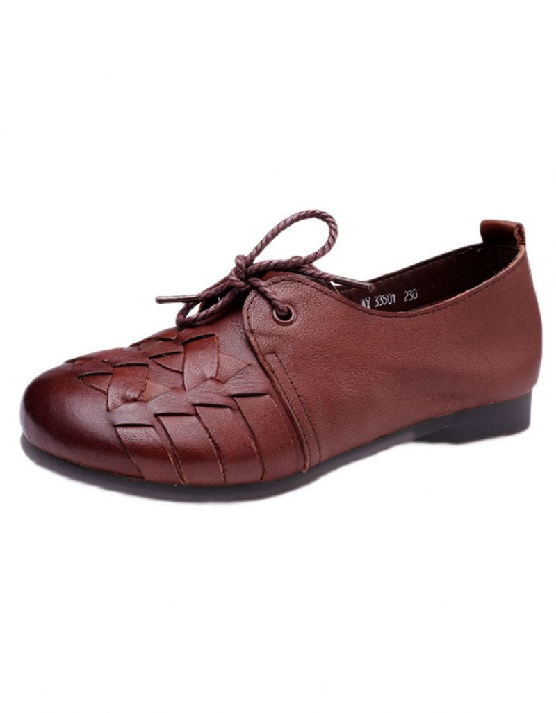 Handgewebte Flache Retro-schuhe Aus Weichem Rutschfestem Leder