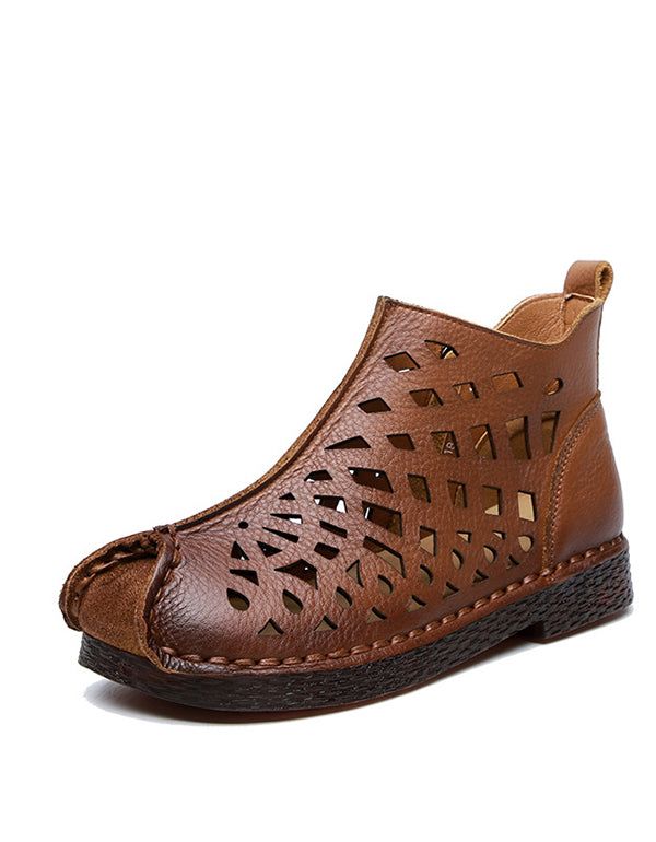 Hohle Sommerstiefel Aus Weichem Retro-leder