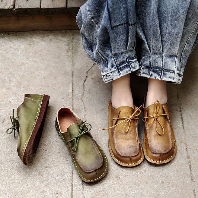 Japanisches Retro-leder Mit Weichem Boden Lässiges Nähen Von Damenwohnungen | Geschenkschuhe