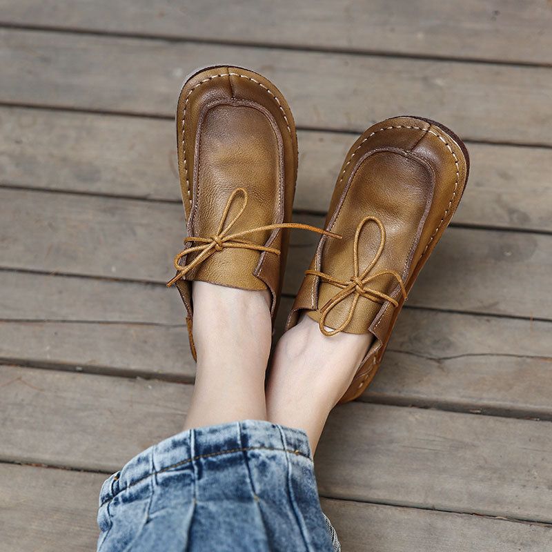 Japanisches Retro-leder Mit Weichem Boden Lässiges Nähen Von Damenwohnungen | Geschenkschuhe