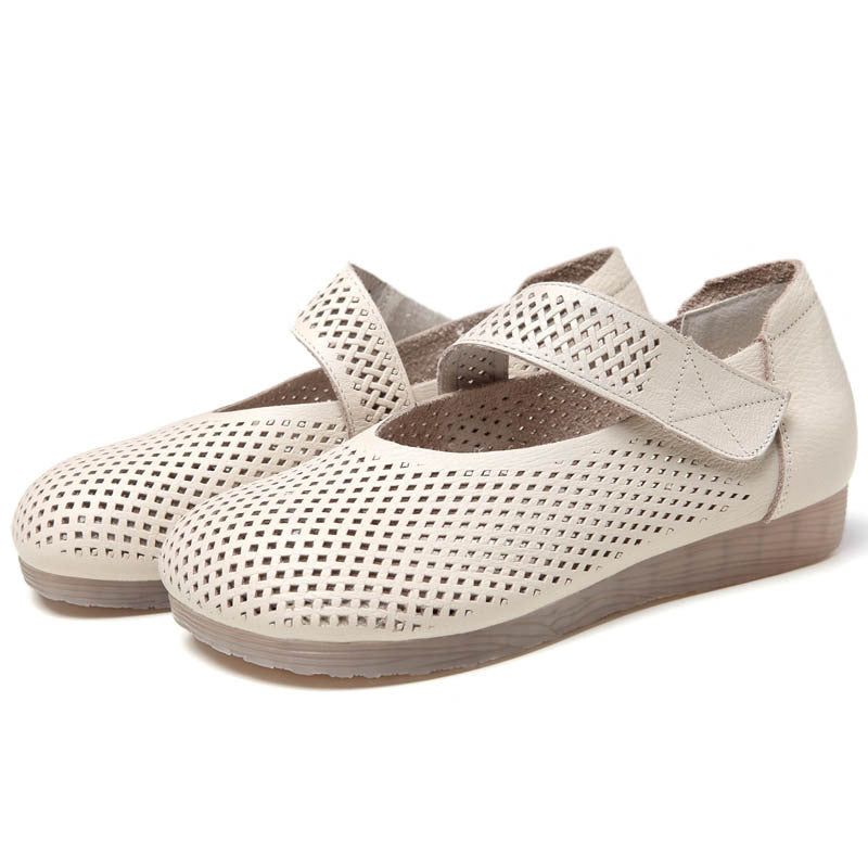 Klettverschluss Retro Damen Sommer Retro Flache Schuhe