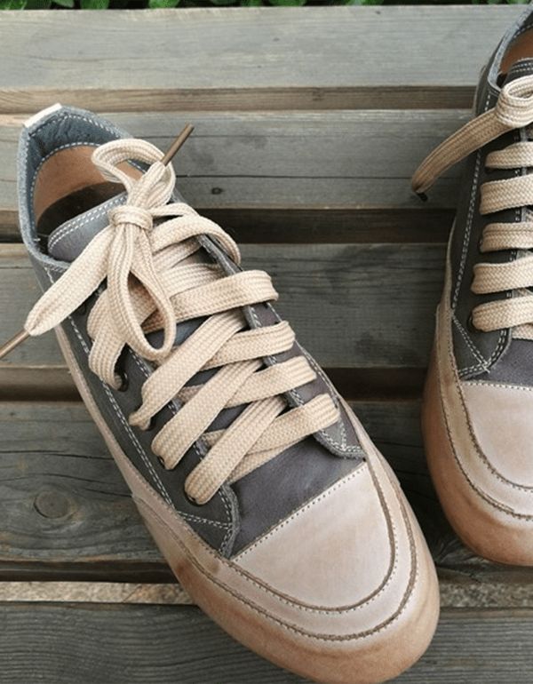 Lässige Flache Damenschuhe Zum Schnüren Aus Leder