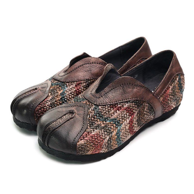 Nähende Gewebte Ethnische Retro-flache Schuhe|geschenk-schuhe