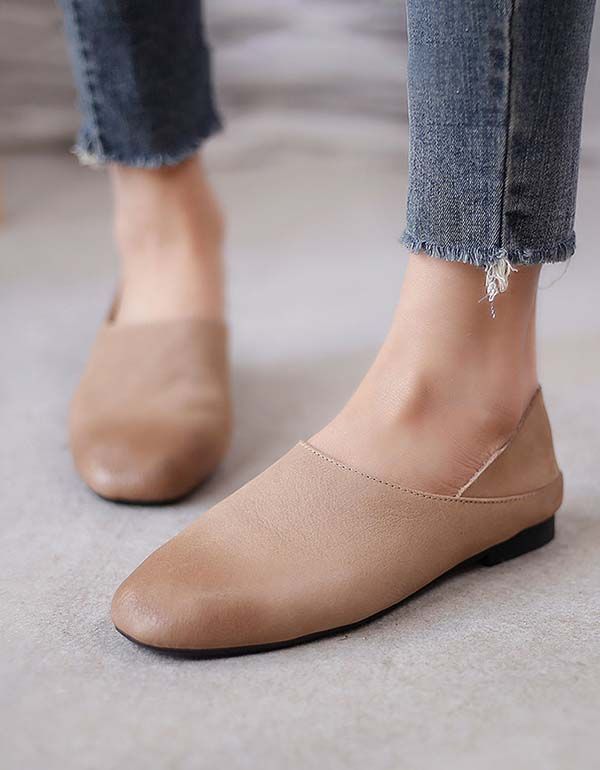 Retro-flats Aus Weichem Leder Mit Spitzer Zehenpartie Für Damen