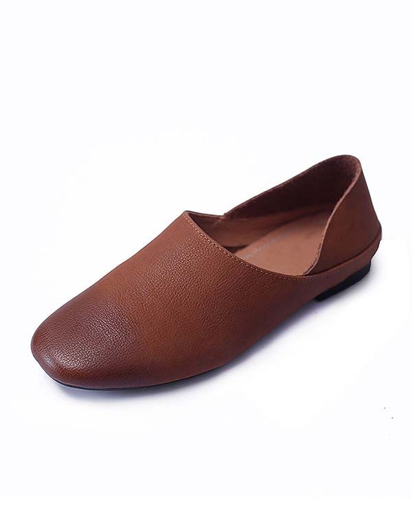 Retro-flats Aus Weichem Leder Mit Spitzer Zehenpartie Für Damen