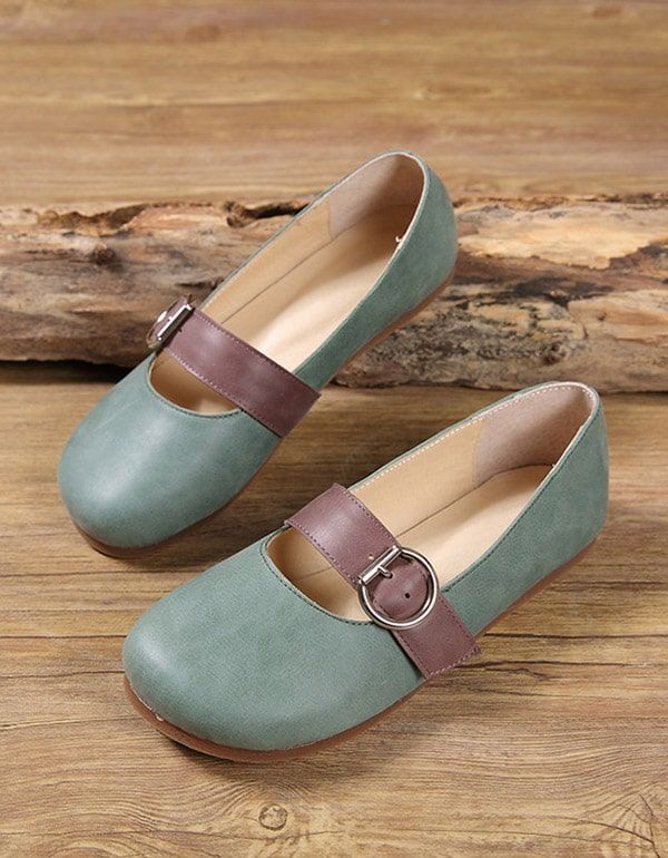 Retro-flats Zum Hineinschlüpfen Mit Schnalle Für Damen