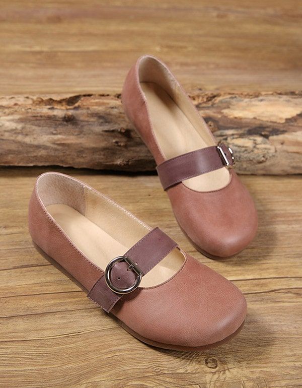 Retro-flats Zum Hineinschlüpfen Mit Schnalle Für Damen