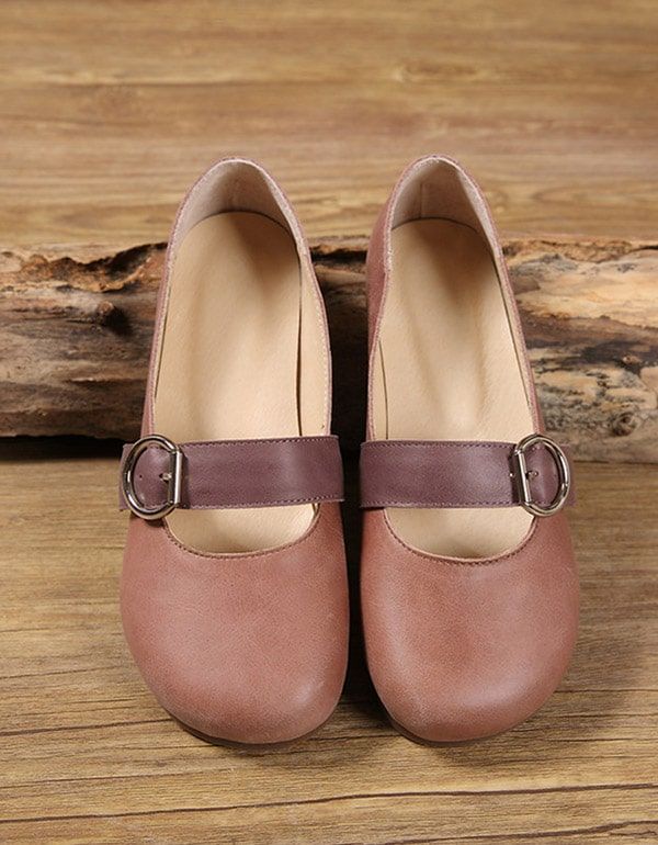 Retro-flats Zum Hineinschlüpfen Mit Schnalle Für Damen