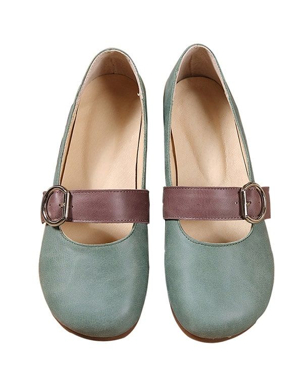 Retro-flats Zum Hineinschlüpfen Mit Schnalle Für Damen