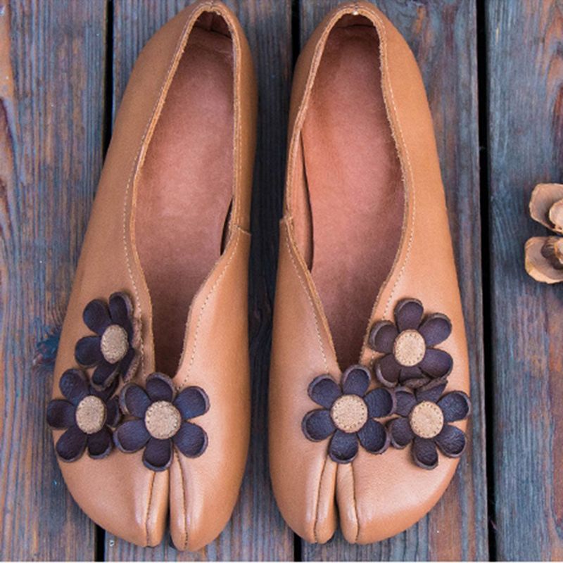 Retro Flowers Feet Split Handgefertigte Ballerinas