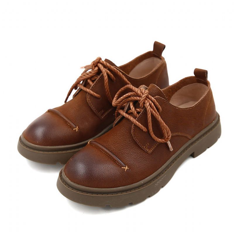 Retro-leder Mit Weichem Boden Britische Windflache Damenschuhe | Geschenk Schuhe