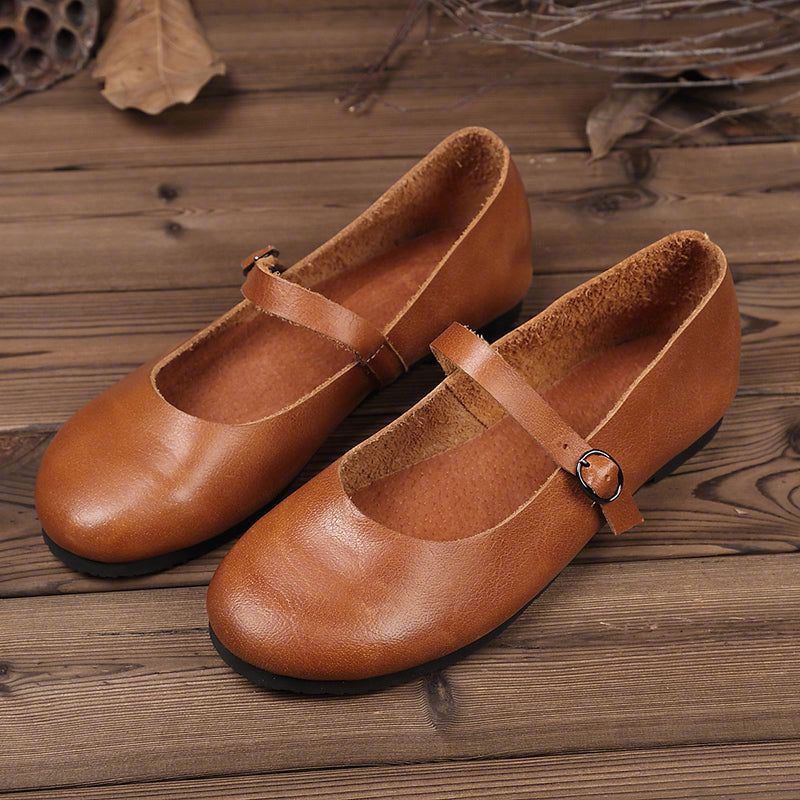 Schnalle Handgefertigte Retro-flats | Geschenk Schuhe