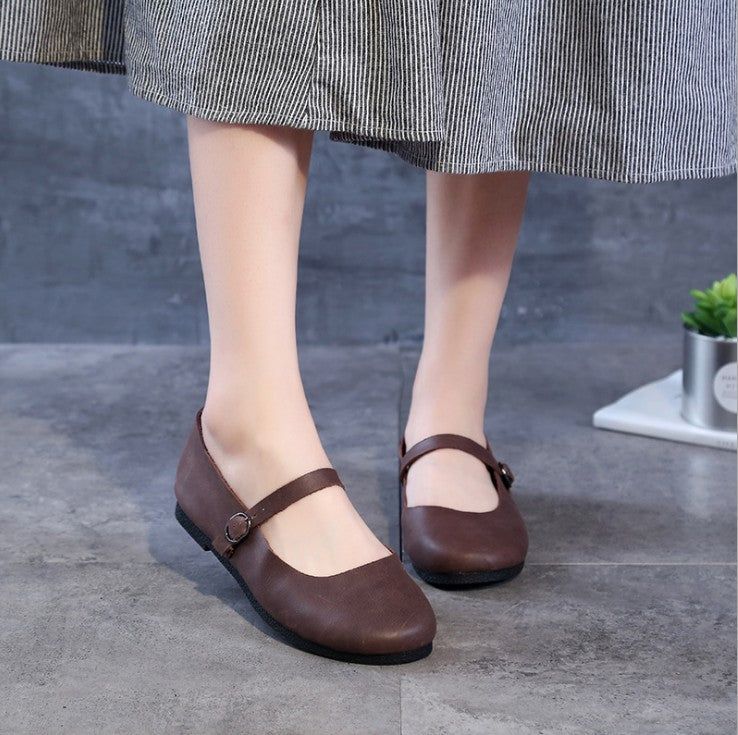 Schnalle Handgefertigte Retro-flats | Geschenk Schuhe