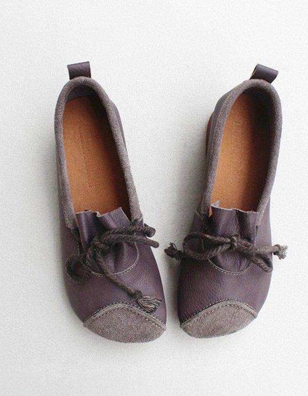 Schnürschuhe Aus Weichem Handgefertigtem Leder Für Damen