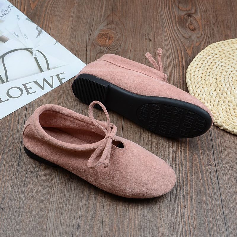 Spring Bequeme Veloursleder-flats Für Damen