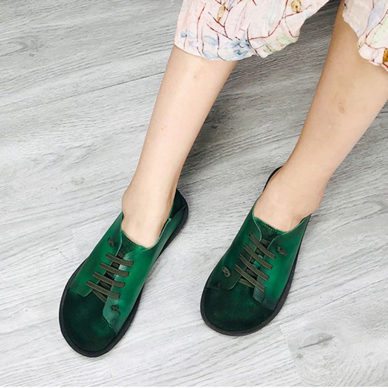 Spring Flats Farblich Passende Retro-loafer Für Damen