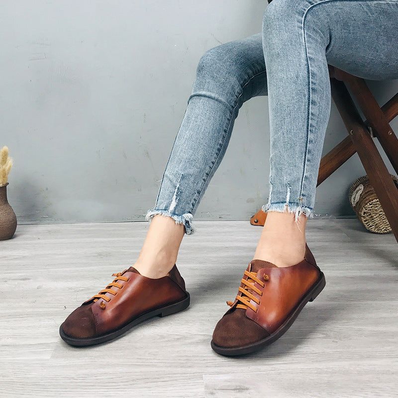 Spring Flats Farblich Passende Retro-loafer Für Damen