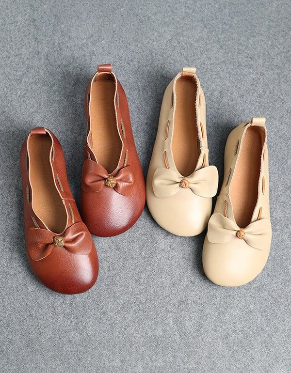 Spring Summer Flache Flats Aus Weichem Leder Mit Bowknot